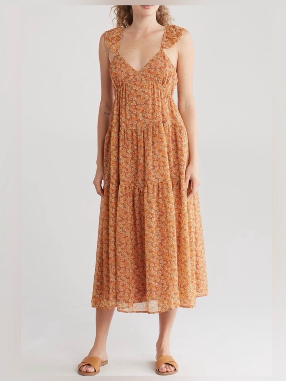 Madewell Bohemian Floral Ruffle Tiered Maxi Dress with Pockets